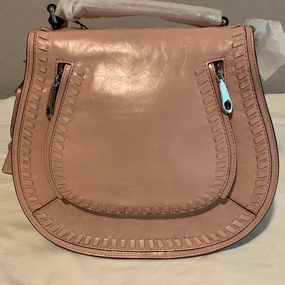 Rebecca Minkoff Vanity saddle leather crossbody bag 
(Lilac Rose)